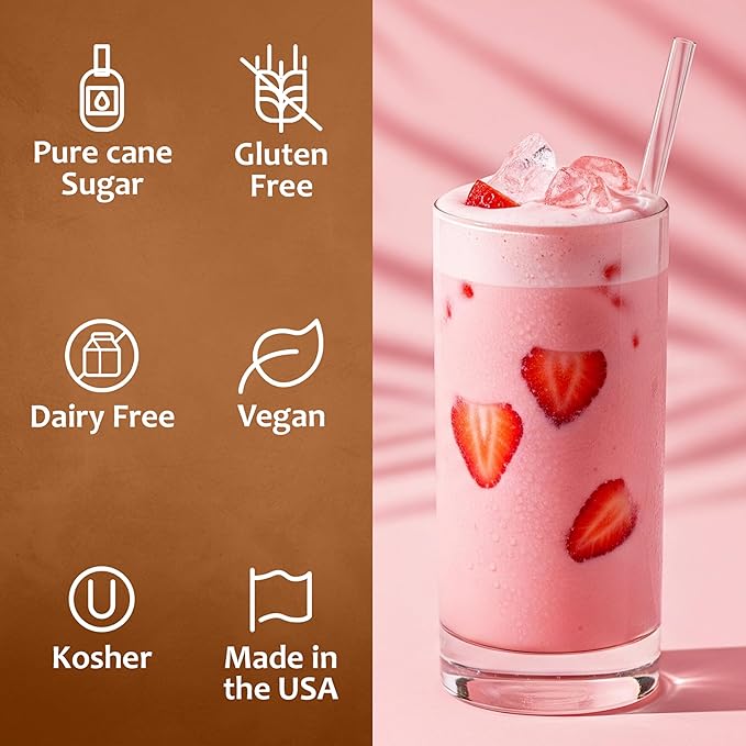 Syruvia Pink Splash Flavored Syrup for Drinks, Cocktails, Lemonades, Iced Teas and Desserts – 25.4 fl oz, With Pump