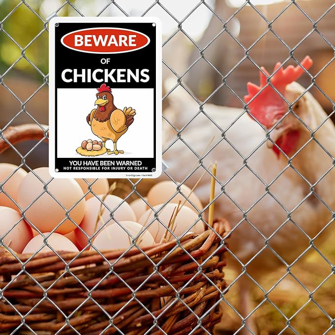 SmartSign Beware of Chickens You Have Been Warned Funny Animal Sign - 10" x 7", 40 mil Laminated Rustproof Aluminum Metal, For Gift, Yard, Cafe, Room - Image 3