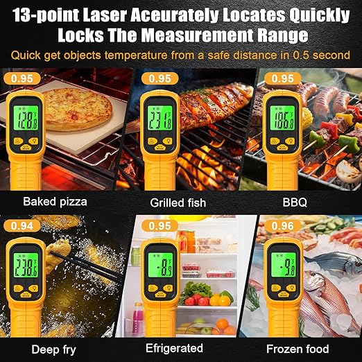 FKM Infrared Thermometer Gun High Precision 13-Point Laser Non-Contact Laser Temperature Gun,-58°F~1112°F,Digital IR Temp Gun for Cooking,Griddle,Oven,Food,HVAC,Automotive,Industrial Tool-2026 Upgrade