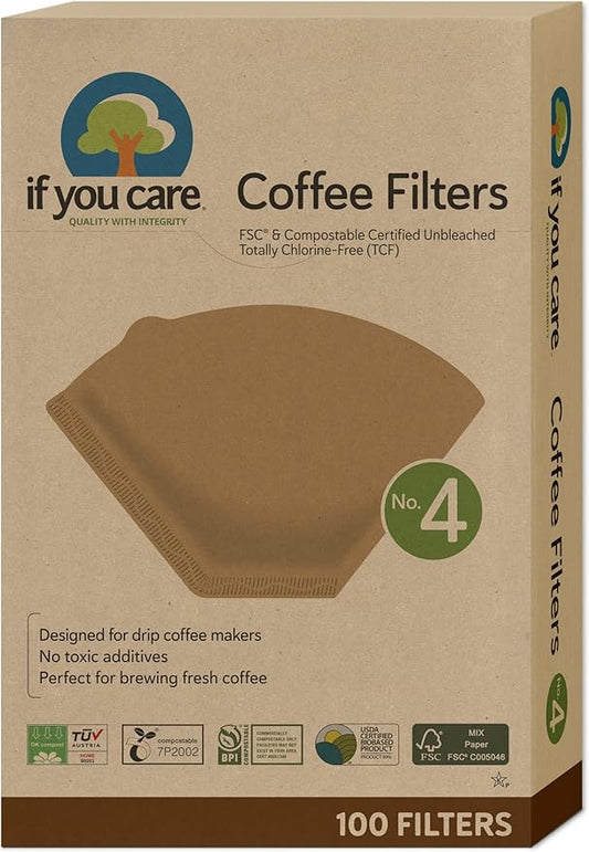 If You Care # 4 Cone Shaped Unbleached All Natural Compostable Coffee Filters, 100 Count (Pack of 2), Chlorine Free