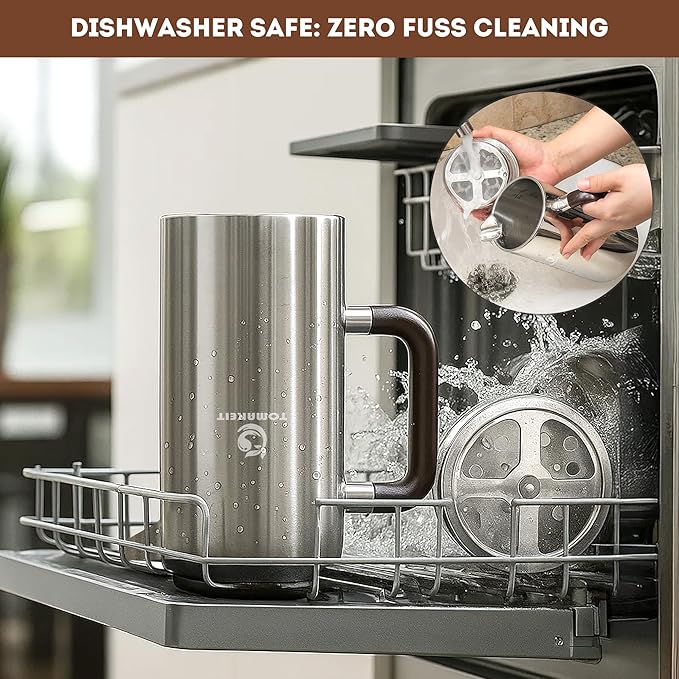 1L/34 Oz French Press Coffee Maker,304 Stainless Steel Coffee Press,Durable & Easy Clean,Leak-Proof Design,Prensa Francesa Para Cafe for Home,Office,Camping (Silver-Upgrade)