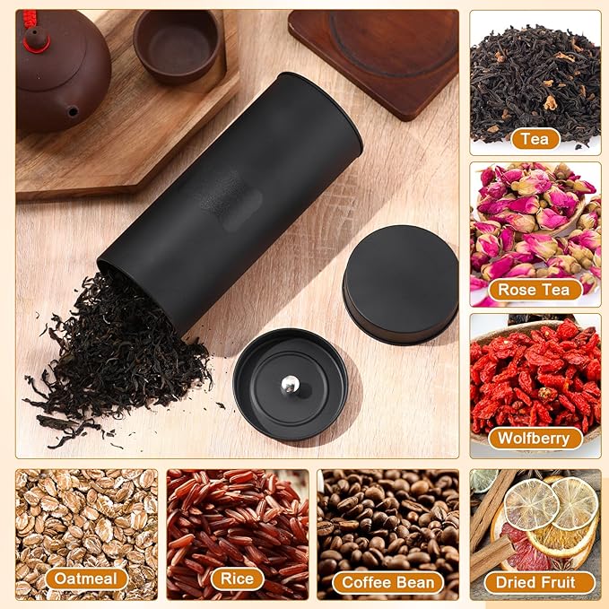 Tanlade 10 Pcs Tea Tin Canister 23oz Metal Round Cans with Airtight Lid Double Sealed Loose Leaf Tea Storage Containers with 1 Erasable Chalk Marker and 16 Stickers for Coffee Sugar Spices