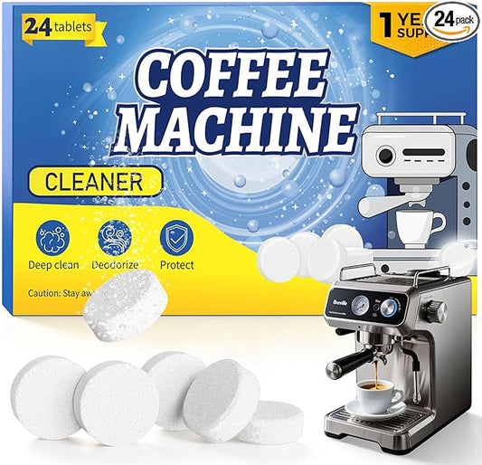 24 Pack Coffee Maker Cleaner Descaler Tablets, Deep Cleaning for Coffee Pot & Coffe Machine, Compatible With Keurig, Nespresso, Ninja, Philips, Miele, Breville, DeLonghi, Espresso & Drip Machines