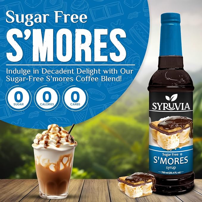 Syruvia Sugar Free Coffee Syrup, S'mores Flavored Syrup for Drinks, Lattes, and Desserts – 25.4 fl oz, With Pump - Image 3