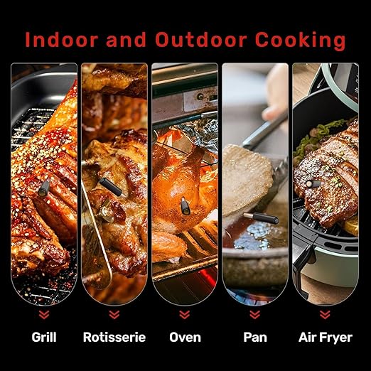 WiFi Wireless Meat Thermometer Digital, Bluetooth Meat Thermometer Wireless, Smart App Monitoring, IP67 Waterproof Meat Probe Thermometer for BBQ, Oven, Grill, Smoker (Pro)