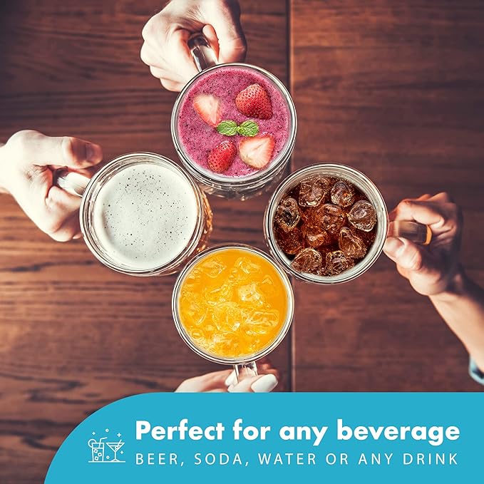 Simply Green Solutions - Clear Mug, Frozen Mugs for Freezer, Double Walled Beer Mug, Freeze Cups for Drinks, Insulated Plastic Mugs with Handles, 16 Oz Capacity