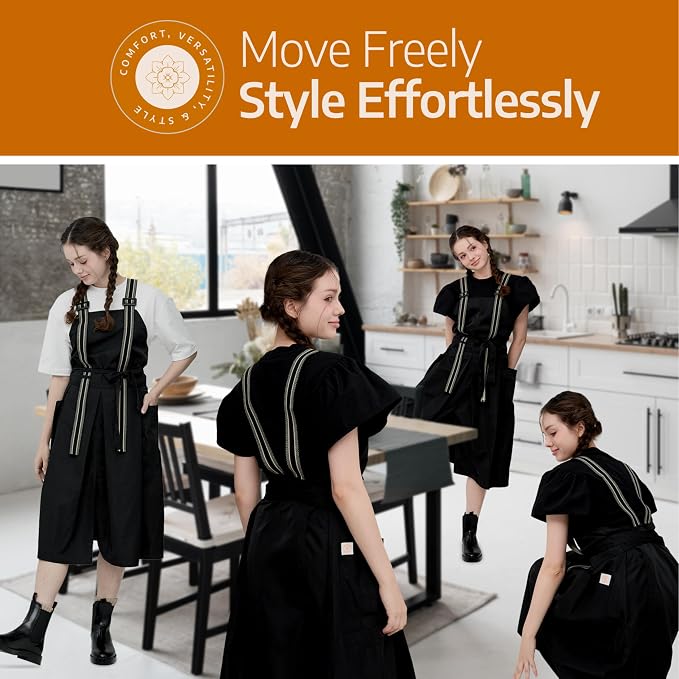 Premium Apron for Nail Techs, Hairstylists, Artists - 360 Full Coverage with Elastic Straps and 2 deep pockets - Image 2