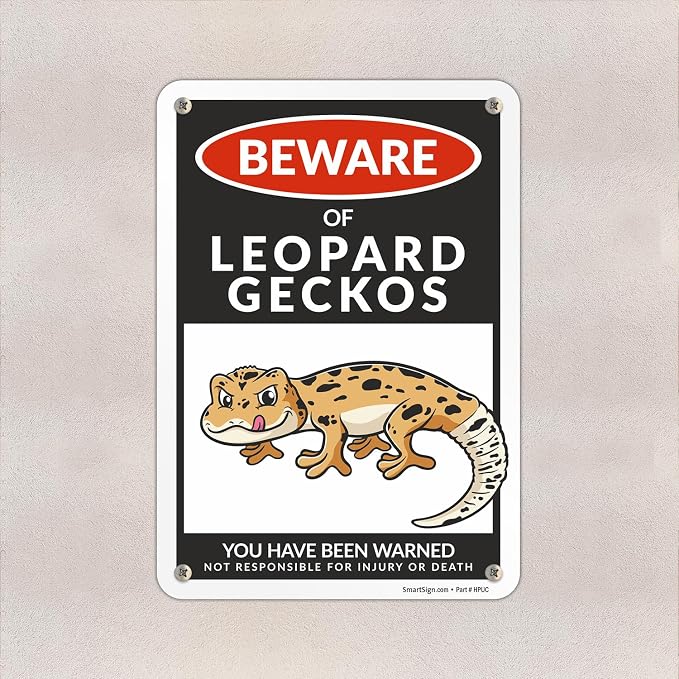 SmartSign Funny Beware Of Leopard Geckos Warning Sign - 10"x7", 40 mil Laminated Rust-free Aluminum - Metal Signs for Wall Decor, Bathroom, Outdoors, Patio, Gifts, Cafe - Geckos Theme, Made in USA - Image 3