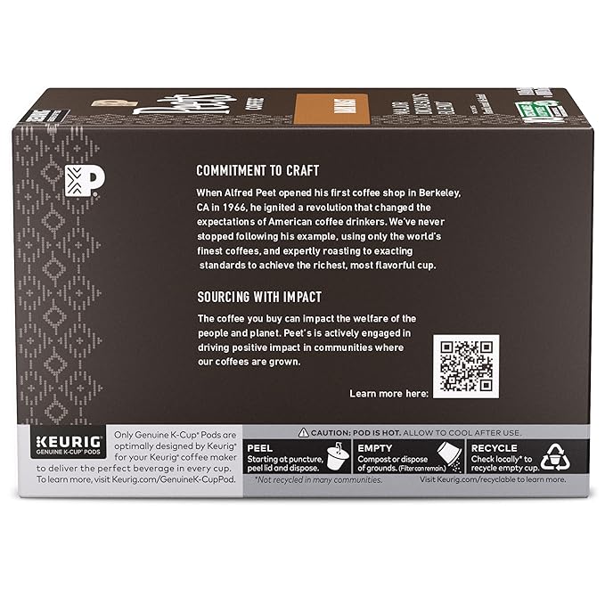 Peet's Coffee, Dark Roast Keurig K-Cup Pods, 100% Arabica Coffee - Major Dickason's Blend 60 Count (6 Boxes of 10 K-Cup Pods)