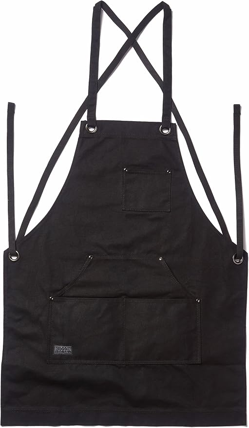 Hudson Durable Goods Heavy Duty Waxed Canvas Apron for Men and Women, Adjustable Crossback Work Apron with Tool Pockets, Water-Resistant - Fits up to XXL, Black - Image 9