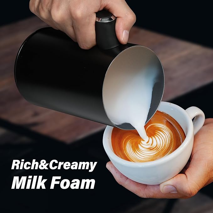 Simple Deluxe Electric Milk Frother, 4 in 1 Electric Milk Steamer 250ml/8.4oz Automatic Hot and Cold Milk Foam Maker and Milk Warmer for Latte, Macchiato, Cappuccinos,Black