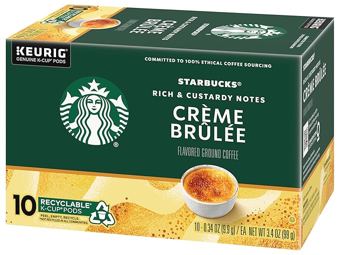Starbucks Crème Brulée Flavored Blonde Roast Single Cup Coffee for Keurig Brewers, 10 Count - Pack of 2