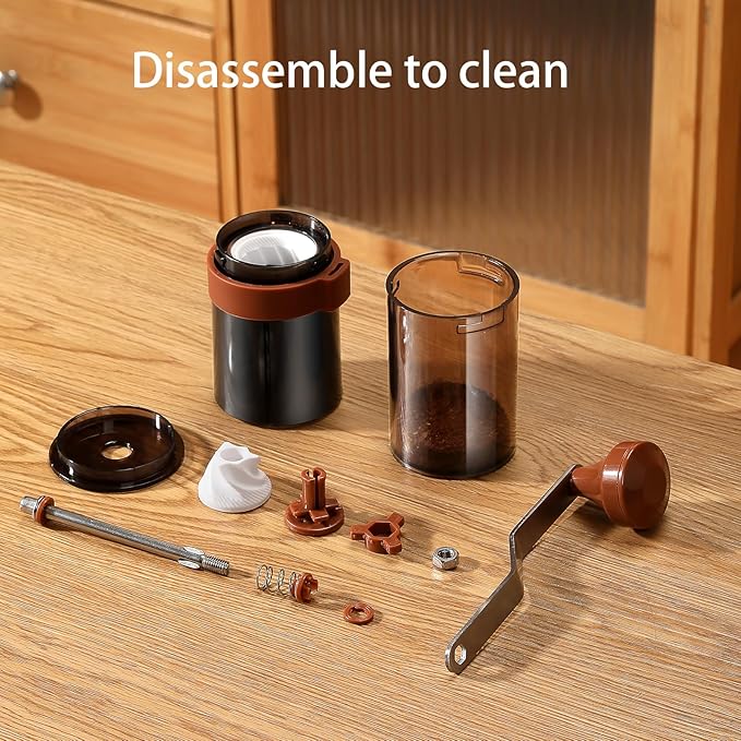 Manual Coffee Grinder with Internal Adjustments, 30g Capacity Hand-Crank Bean Mill, Portable Conical Burr Grinder for Espresso, Pour Over, French Press, Travel/Camping/Office