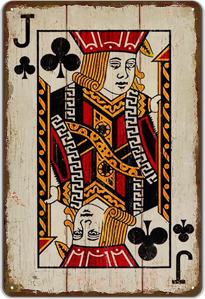 Vintage Poker Wall Decor Metal Sign Retro tin Sign Wall Decorative Signs for Man Cave Home Cafe Pub bar Shop 12x8 Inch Club Jack by TREEPERI