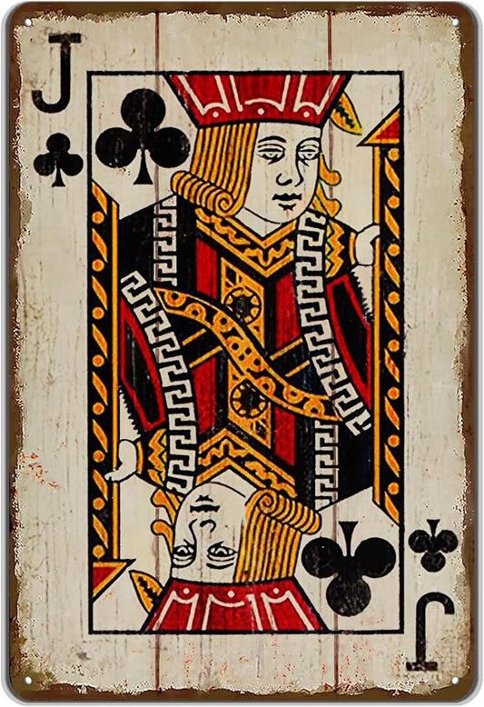 Vintage Poker Wall Decor Metal Sign Retro tin Sign Wall Decorative Signs for Man Cave Home Cafe Pub bar Shop 12x8 Inch Club Jack by TREEPERI