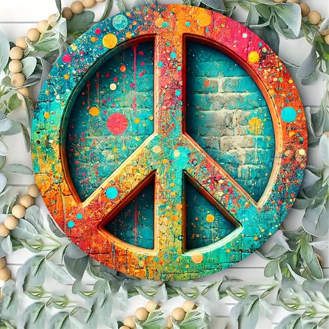 Vintage Peace Sign Metal Tin Wall Art, 8x8" - Perfect for Home, Bar, Cafe & Garage Decor - Image 4