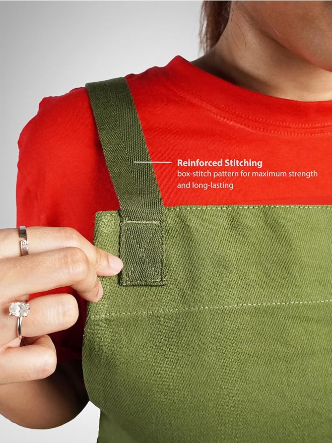 Cotton Crossback Apron with Waterproof Lining, 2 Pockets, Adjustable Water-Resistant Chef Apron - Image 4