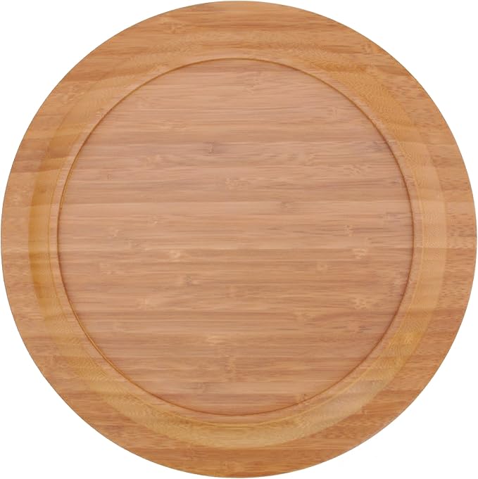 BambooMN 12" Dia Bamboo Reusable Dinnerware Charger Round Plates for Catered Events, Holidays, or Home Use Supplies, 1 Pieces