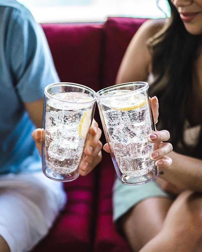 Tervis Clear & Colorful Tabletop Made in USA Double Walled Insulated Tumbler Travel Cup Keeps Drinks Cold & Hot, 16oz, River Rock