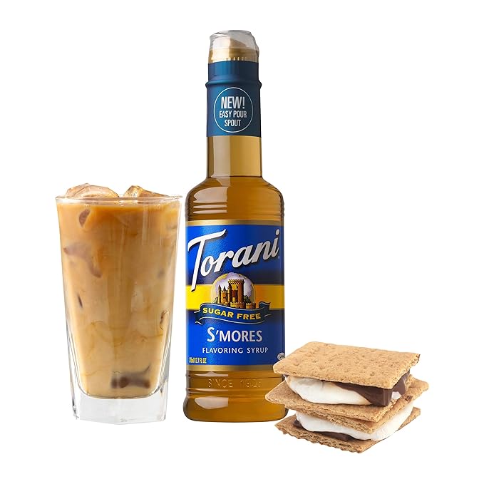 Torani Sugar Free S'mores Flavored Drink Syrup, 12.7 fl oz (Pack of 4)