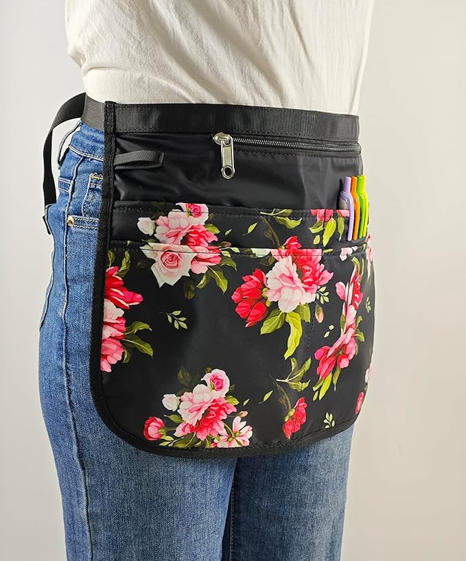 Waterproof Server Apron for Women with 5 Pockets,Quickly Put on and Take off Waitress Aprons,Work Apron for Bartender Barista