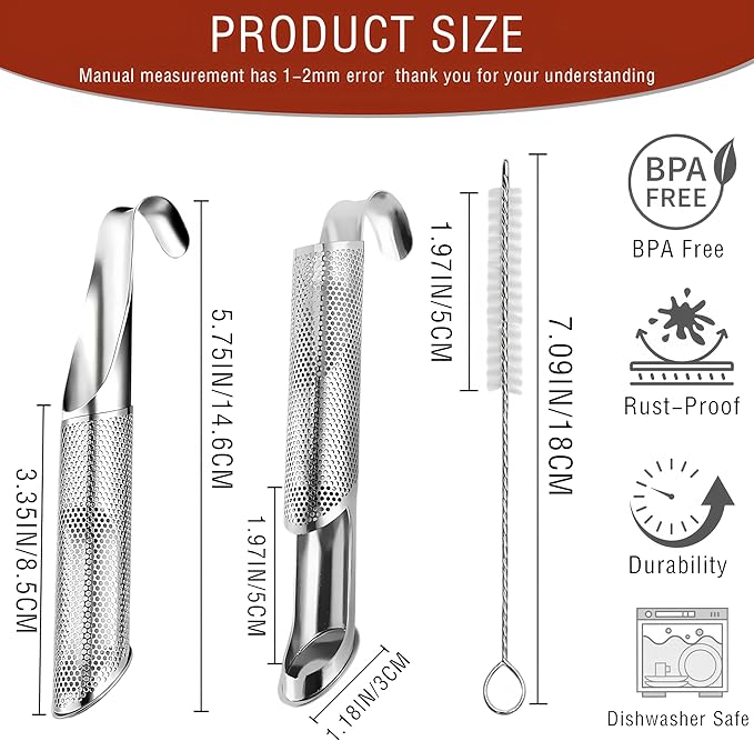 304 Stainless Steel Tea Infuser for Loose Leaf Tea Steeper,Tea Strainer,Food-Grade Fine Mesh Tea Diffuser Set w/Cleaning Brush for Single-Cup Brewing;Sifter for Flour,Matcha,Coffee,Spices,Seasonings