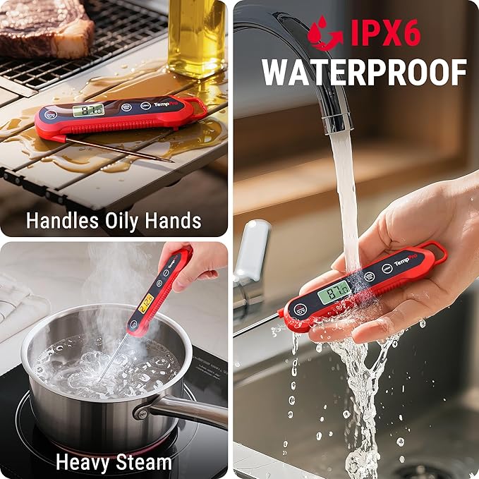 ThermoPro TempPro 1-2 Sec Instant Read Digital Meat Thermometer, ±0.9°F Accuracy, Waterproof & Backlight Food Thermometer for Cooking, Oil Fry Candy Meat Probe for Kitchen, BBQ, Oven, Grill, Smoker