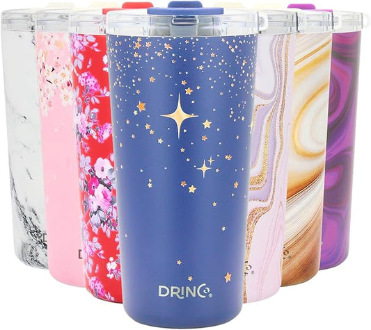 Drinco - 20 oz Stainless Steel Tumbler | Double Walled Vacuum Insulated Mug With Lid, 2 Straws, For Hot & Cold Drinks (20oz North Star)