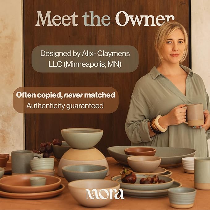 MORA Ceramics Tea Cup with Loose Leaf Infuser, Spoon and Lid, 12 oz, Microwave and Dishwasher Safe Coffee Mug - Rustic Matte Ceramic Glaze, Modern Herbal Tea Strainer - Great Gift for Women, Iris