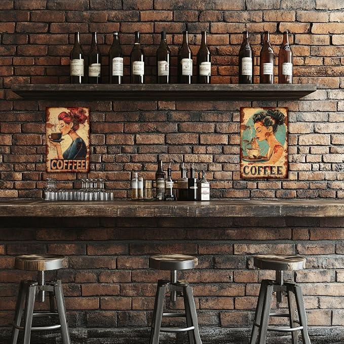 Funny Vintage Coffee Lovers Tin Sign Collection Wall Art – Retro Wall Decoration For Cafe Bar/Garage/Man Cave/Kitchen, 8x12 Inches (N, 12X8X0.08 IN) - Image 2