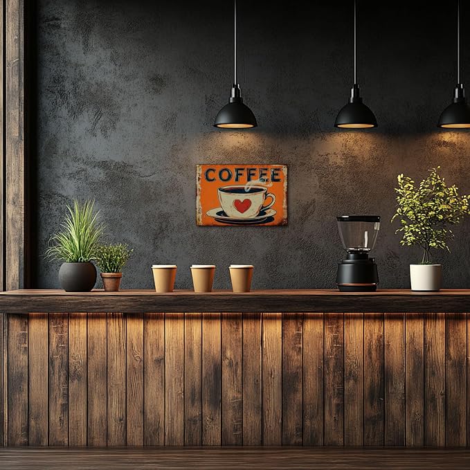 Funny Vintage Coffee Lovers Tin Sign Collection Wall Art – Retro Wall Decoration For Cafe Bar/Garage/Man Cave/Kitchen, 8x12 Inches (I, 12X8X0.08 IN) - Image 2