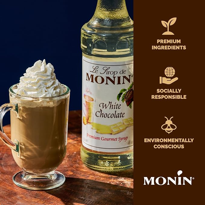 Monin - White Chocolate Syrup | Premium Syrup for Lattes, Mochas & More | Clean Label with No Artificial Flavors, No Artificial Preservatives (BPA-Free Plastic Bottle, 1 Liter) - Image 4