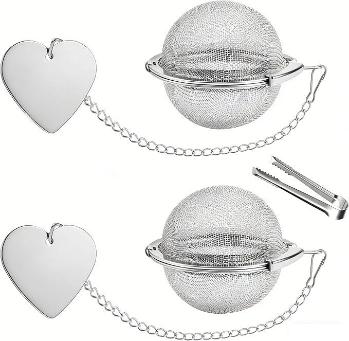 2 Pack Extra Fine Mesh Tea Infuser - 304 Stainless Steel Loose Leaf Tea Strainer Ball with Tea Scoop & Clip, Rustproof & Easy to Clean