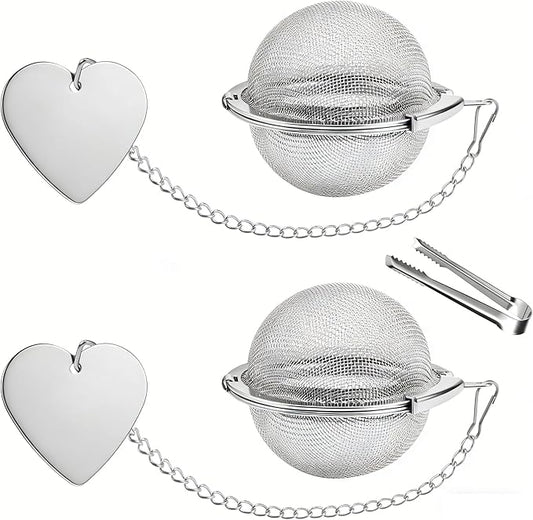 2 Pack Extra Fine Mesh Tea Infuser - 304 Stainless Steel Loose Leaf Tea Strainer Ball with Tea Scoop & Clip, Rustproof & Easy to Clean