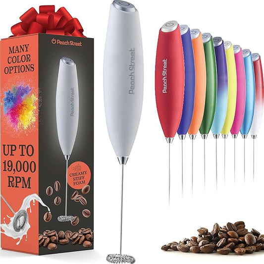 Powerful Handheld Milk Frother, Mini Milk Foamer, Battery Operated (Not included) Stainless Steel Drink Mixer for Coffee, Lattes, Cappuccino, Frappe, Matcha, Hot Chocolate.