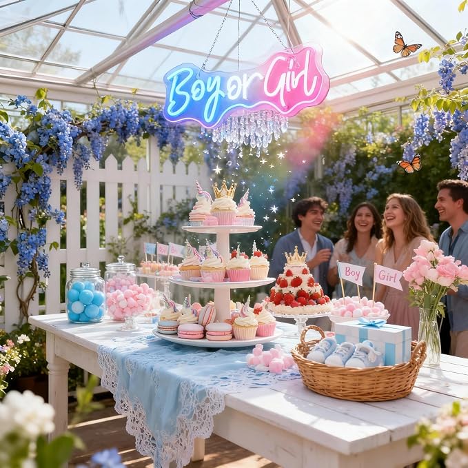 Nordstylee Led "Boy or Girl" Neon Signs Gender Reveal Party Decorations Neon Letters Signs Pregnancy Announcement Party Supplies Baby Shower Yard Signs(blue-pink) - Image 2