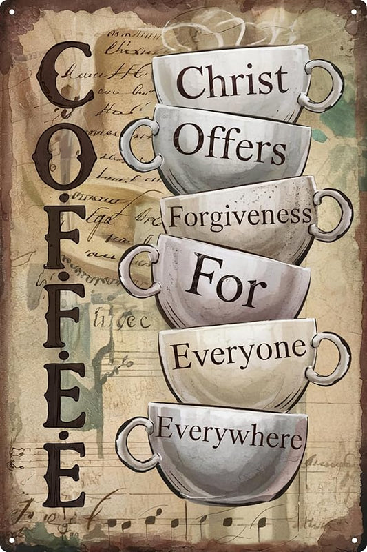 Vintage Coffee Metal Iron Sign wall art Decoration for A Family Living Room Cafe 8x12 In
