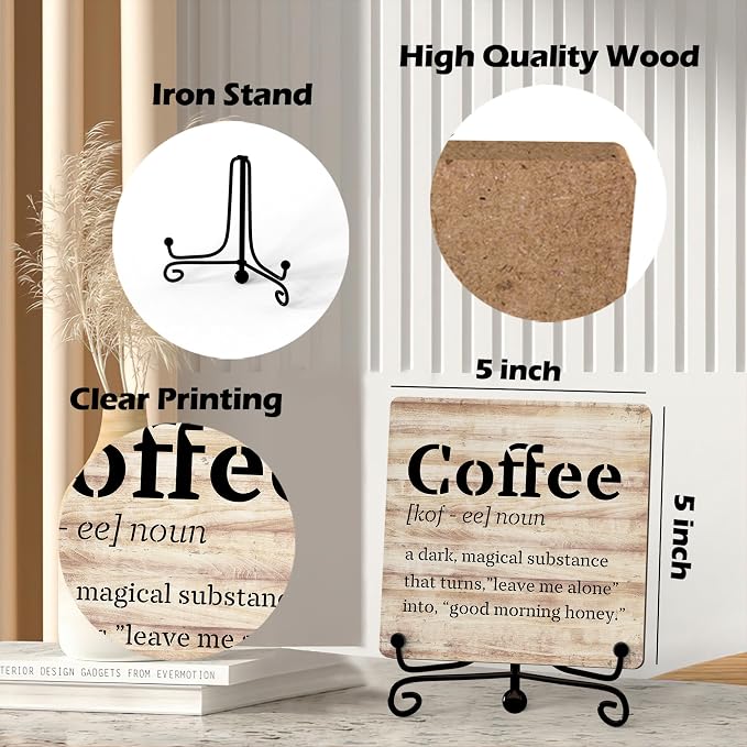 Coffee Bar Decor For Bar, Funny Cute Coffee Signs For Station Cafe Shop, Table Desk Kitchen Shelf Corner Decorations And Accessories (coffe-01) - Image 2