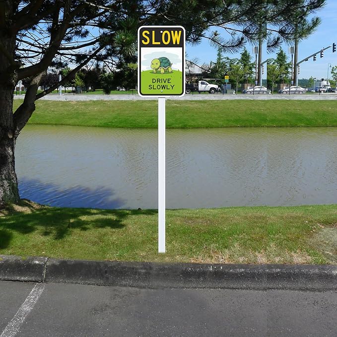 SmartSign Slow Drive Slowly Funny Turtle Sign - 12" x 18", 63 mil Laminated Rustproof Aluminum Metal, Pre-Drilled Holes, For Driveway, Parking Lots, Cafe, Room Decor, Outdoor, Made in USA - Image 3