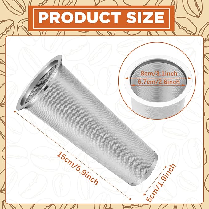 2 Pcs Cold Brew Coffee Filter Stainless Steel Filter Coffee Tea Infuser Strainer Canning Jar Mesh for Wide Mouth Mason Canning Jar, Iced Tea Maker (1 Quart)