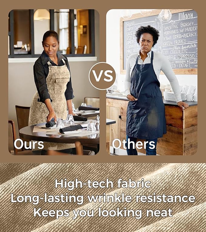 Denim Apron with Pockets for Hair Stylist Gardening Craftsmen Barista Women Hairdresser Jean Work Apron Cross Straps