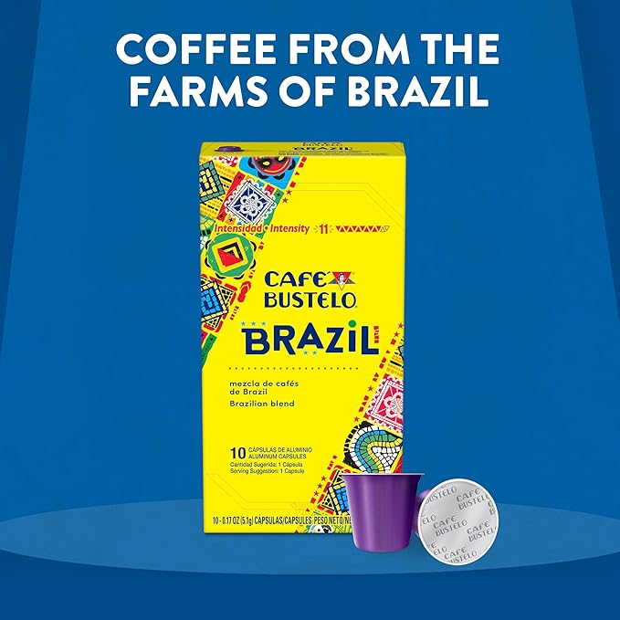 Café Bustelo Aluminum Espresso Capsules, Brazil Blend, Nespresso Original Line Compatible, Intensity 11, 40 Count