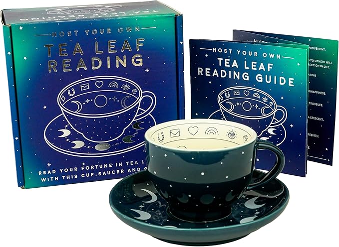 Gift Republic Tea Leaf Reading Kit. Host Your Own Tea Leaf Reading Party. Teacup and Saucer Divination Gift Set