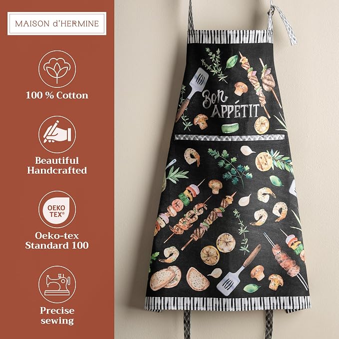 Maison d' Hermine 100% Cotton Apron for women with Pocket Kitchen Chef Apron for Men Cooking Mothers Day Gifts - Image 2