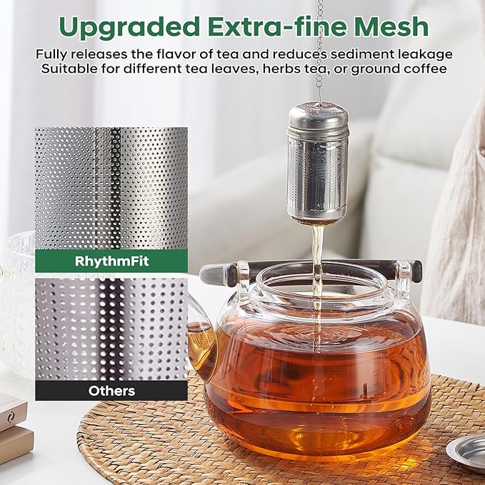 316L Stainless Steel Tea Infuser Set – Extra Fine Mesh Loose Leaf Tea Steeper for 8–32 oz Mugs, Bottles & Teapots, Dishwasher Safe (2 Pack)