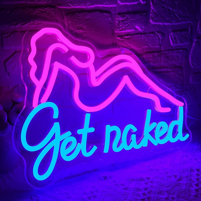 Get Naked Neon Sign for Wall Decor Pink Lady Body Neon Light Pretty Ladies Light Up Sign Pink Lights for Girls Room Bar Pub Party Birthday Preppy Wall Decor Aesthetic Size 13.8 * 10.3in（GLND348）