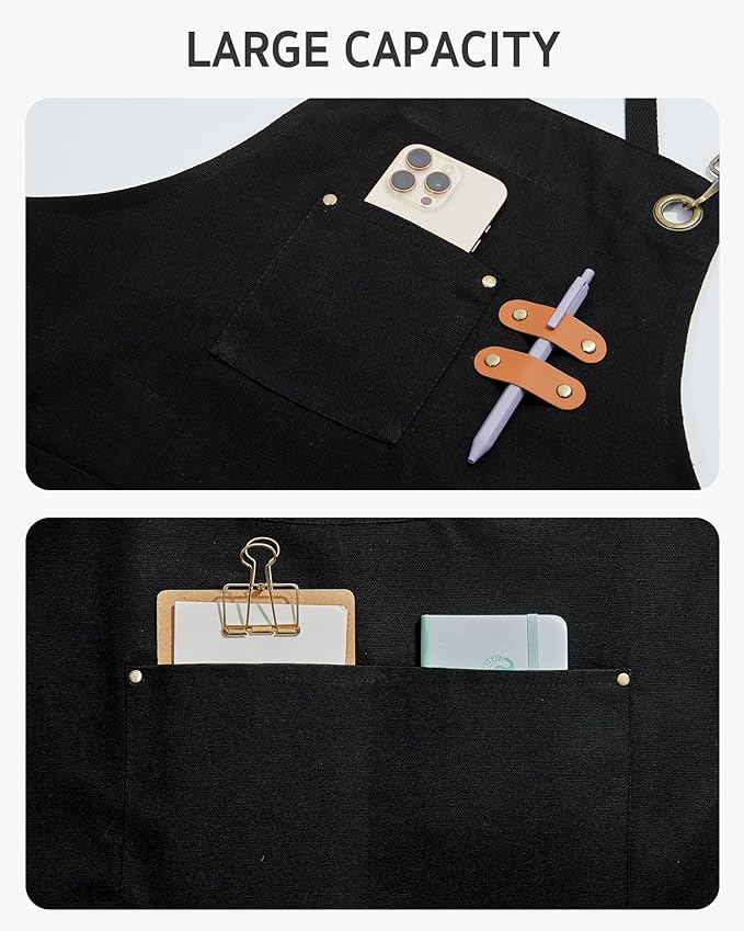 Syntus Chef Apron for Men Women Kitchen Cooking Apron with Pockets, Adjustable Bib Aprons Stain Resistant