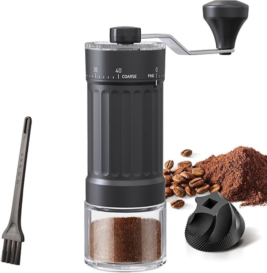OrkeyDolk®External Adjustable Manual Coffee Grinder, with High Precision Ceramic Contemporary Conical Burr, 40-Grade Adjustable Settings, for Aeropress, Espresso, Pour Over, French Press, Moka pots.