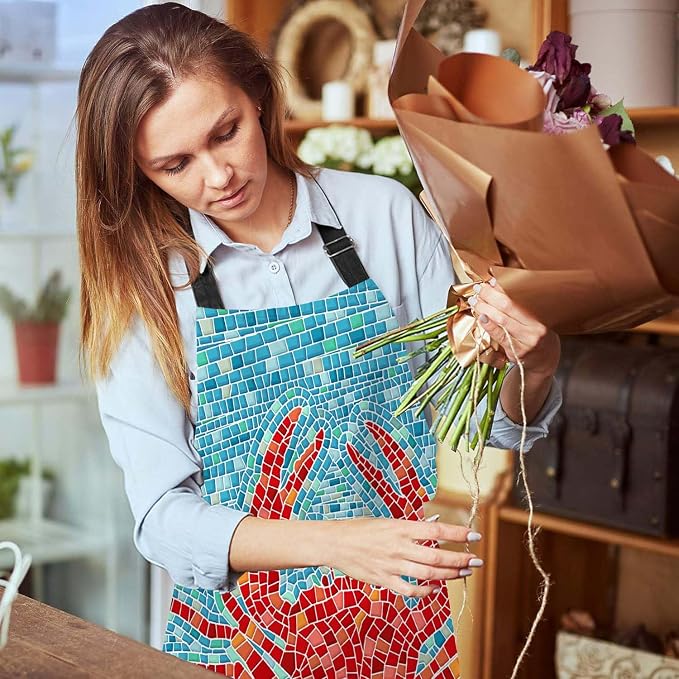 Red Crab Mosaic Kitchen Apron for Women Men, Unisex Adjustable Cooking Apron, Waterproof Apron for Home Kitchen, Restaurant, Coffee House - Image 6