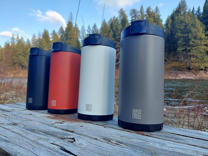 BruTrek® by Planetary Design Steel Toe 3.0 Travel Coffee Press - Brew 20 fl.oz On The Go - No Spill Lid, Double Wall Vacuum Insulated Stays Hot for Hours, French Press Coffee (Obsidian Black)
